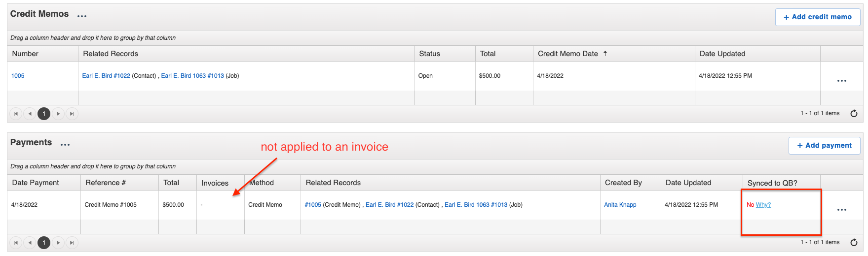 How do Credit Memos work with QuickBooks?